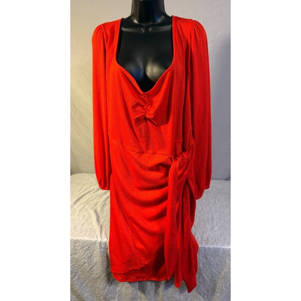 NWT Women’s Red Capsule Statement Bold Dress Plus 3X V-neck Faux Wrap Party